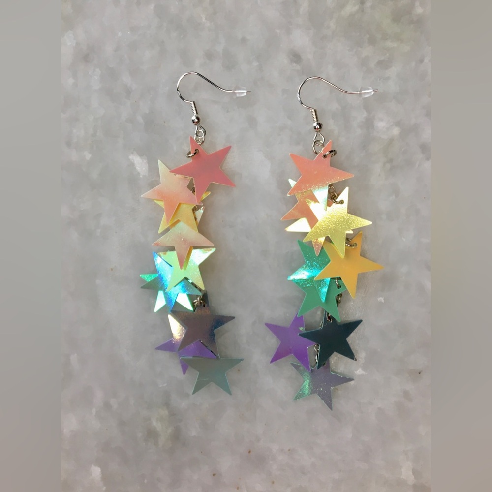 Multicolor Star Dangle Earrings - Picture 6 of 15